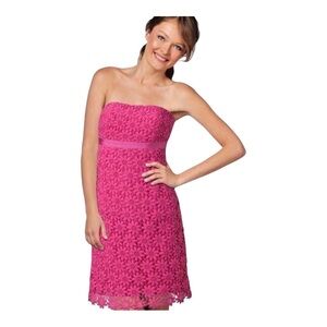 Lilly Pulitzer Bowen Pink Lace Strapless Dress size 2